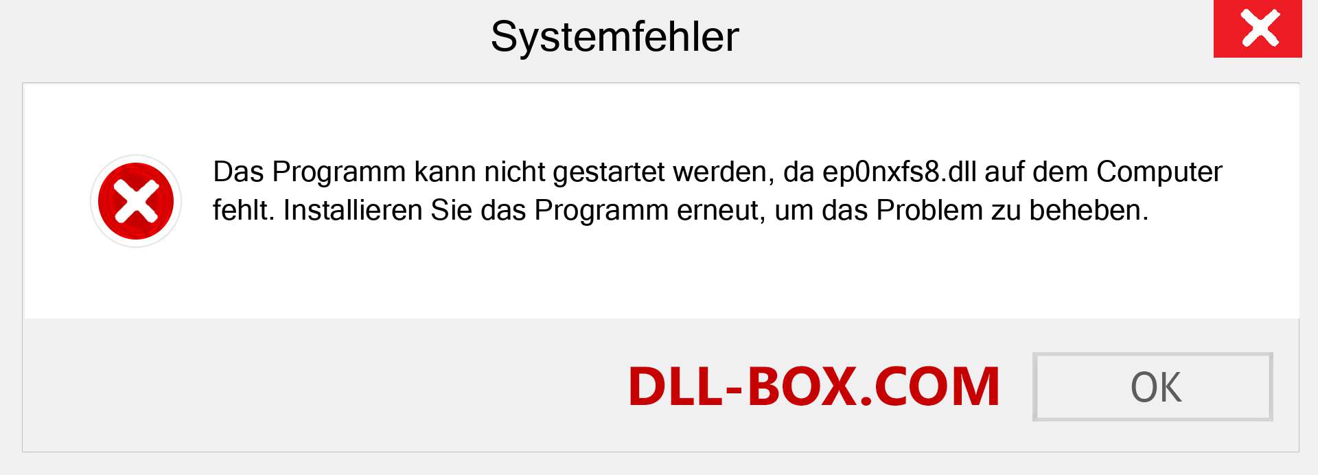 ep0nxfs8.dll-Datei fehlt?. Download für Windows 7, 8, 10 - Fix ep0nxfs8 dll Missing Error unter Windows, Fotos, Bildern